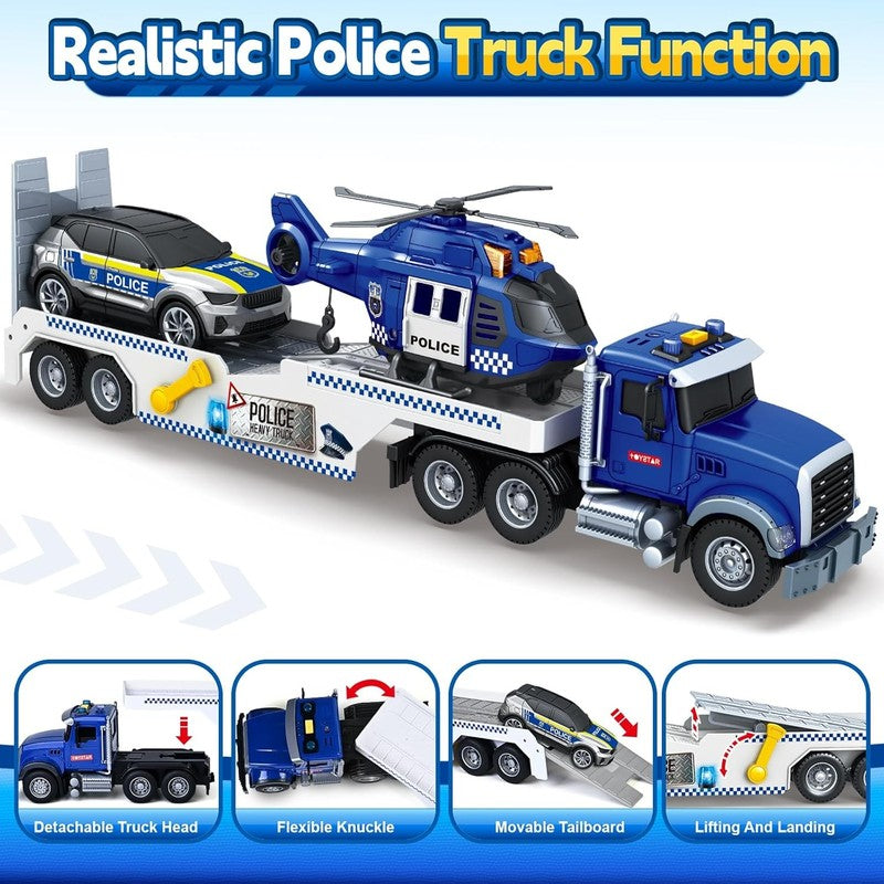 21" Semi Truck Toy, 3 4 5 6 Year Old Boys Toddlers Police Truck Toy with Racing1