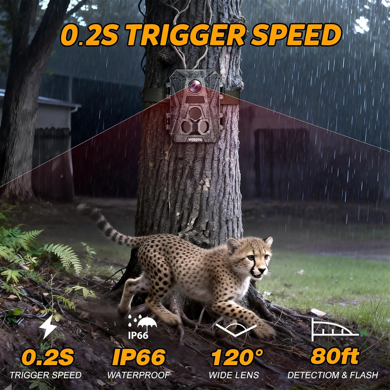 3 Pack 48MP 4K Trail Cameras Night Vision IP66 Motion 120° LCD Wildlife Cam6