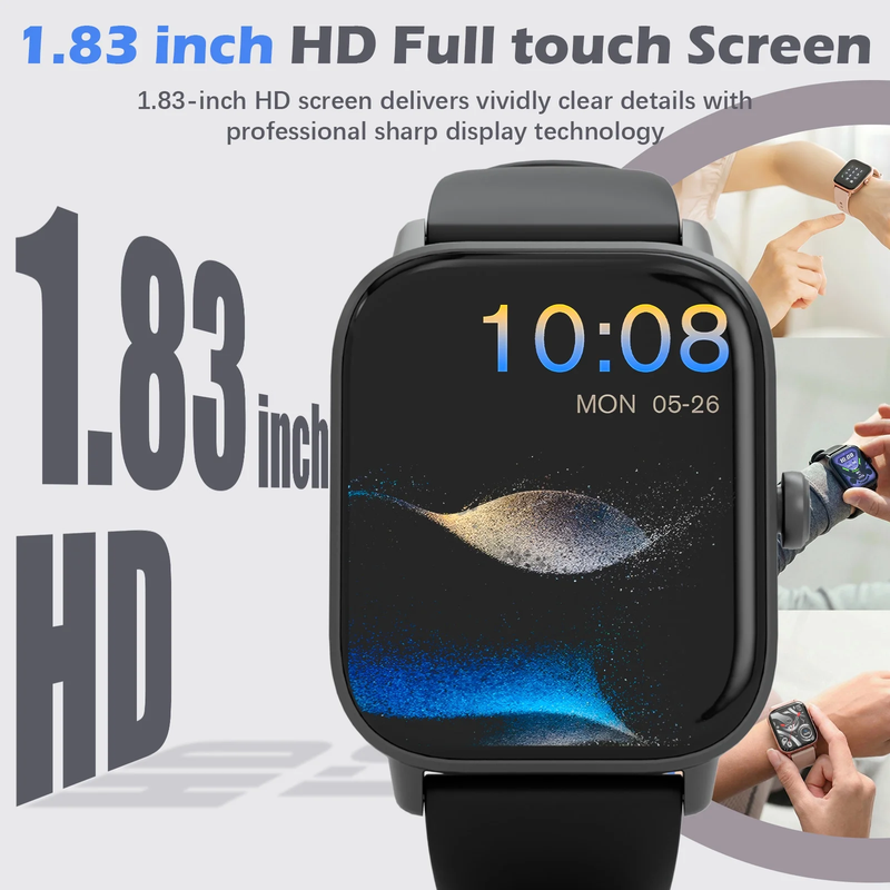 Smart Watch for iPhone Android 1.83" Fitness Tracker IP68 Call Black1