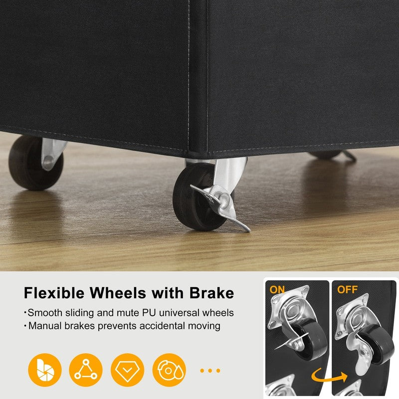 90L Rolling Laundry Hamper w/ Lid & Wheels, Collapsible Basket – Black, 27.6"5