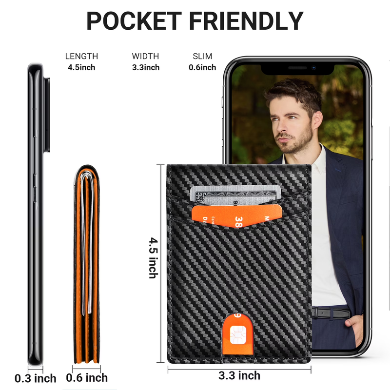 Wallet for Men, Slim Leather Rfid Blocking Mens Wallet with 2 ID Windows, Bifold7