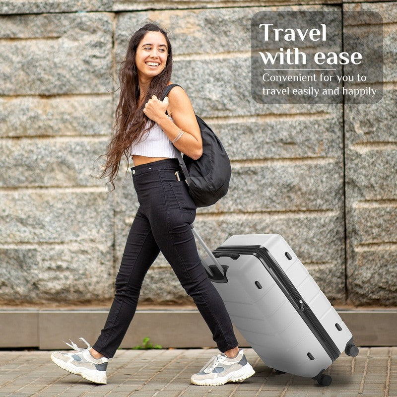 3-Piece Hard Shell Luggage Set ABS Expandable Spinner TSA Lock White5