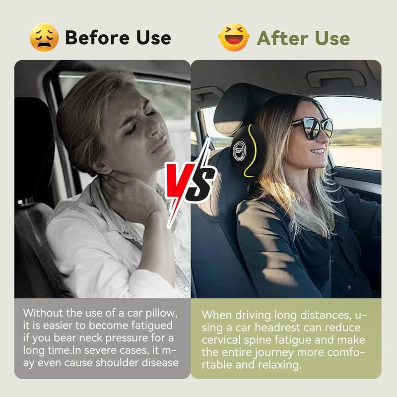 Chic Memory Foam Car Neck Pillow 2 Pack w/ Adjustable Strap6
