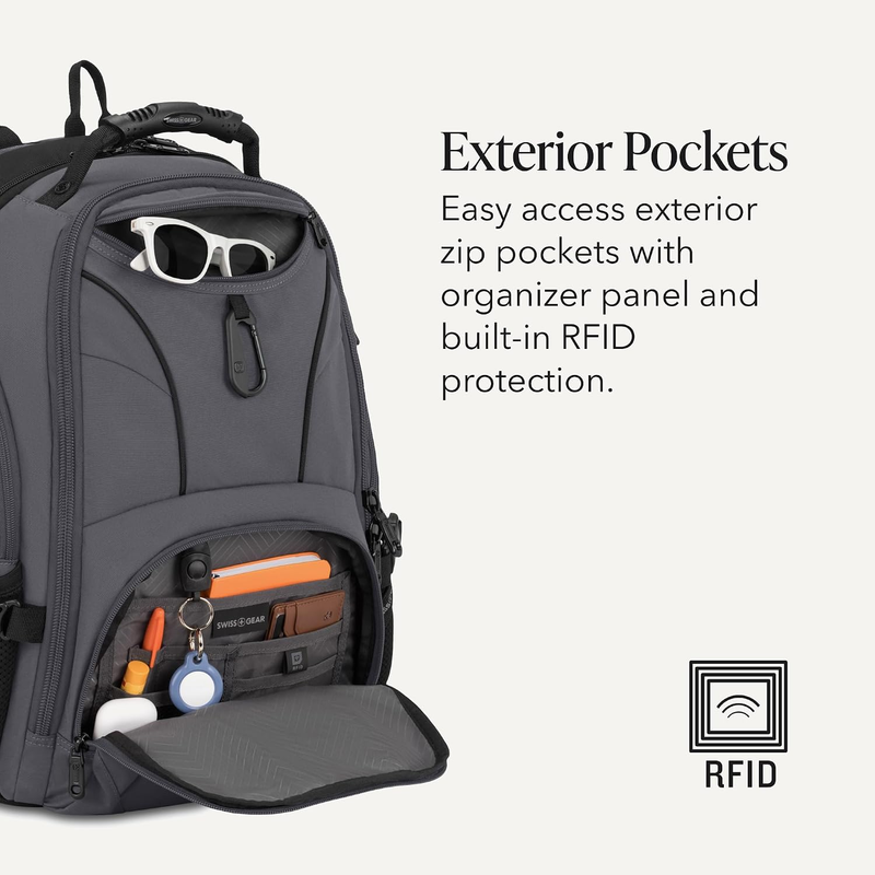 2 Piece Travel Set Carry On Spinner + 17" Laptop Backpack RFID Dark Grey4