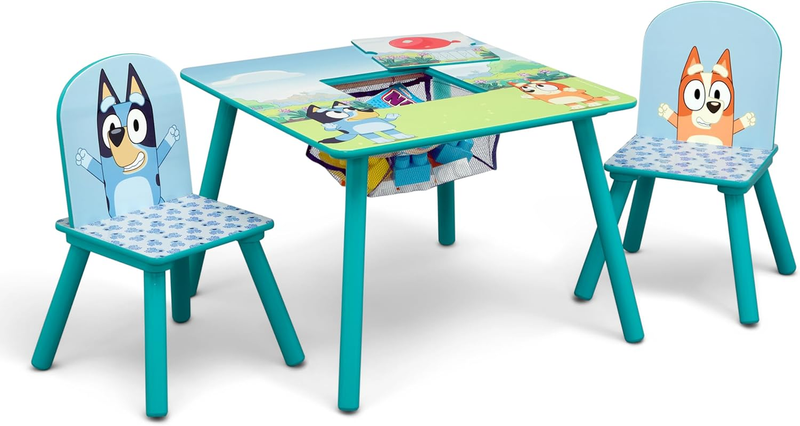 Bluey Kids Table & 2 Chairs Set w/ Storage Greenguard Gold Certified Blue2