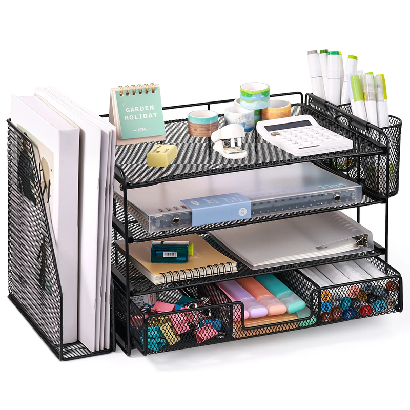 Desktop Organizer 4-Tier Desk Organizers Sets and Storage, File Organizers for D9