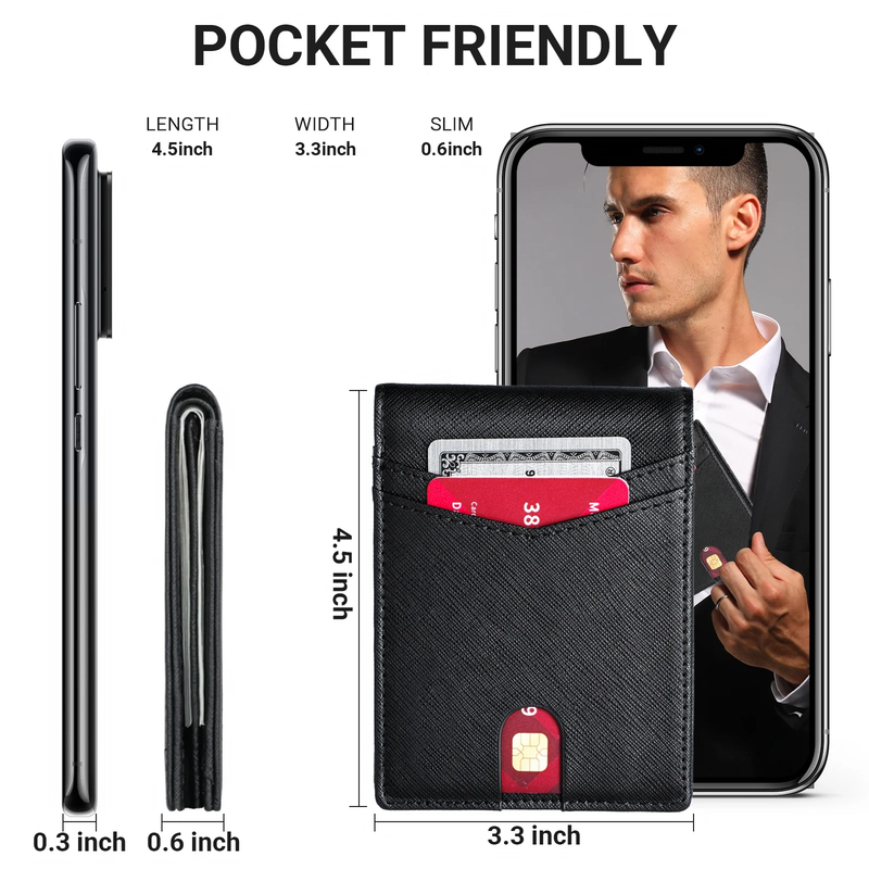 Wallet for Men, Slim Leather Rfid Blocking Mens Wallet with 2 ID Windows, Bifold5