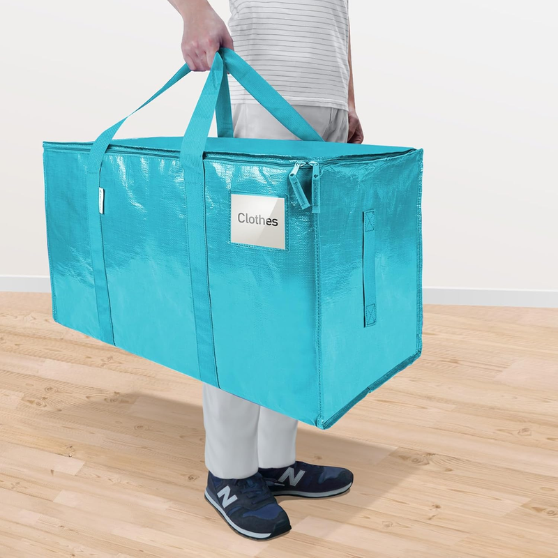 6 Pack Extra Large Heavy Duty Moving Bags Zipper Storage Totes Aqua1