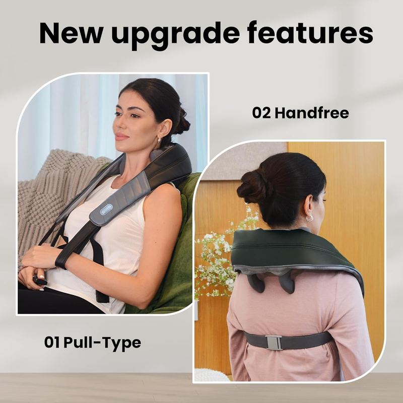 Cordless 4D Shiatsu Neck Shoulder Massager w/ Heat Back Massage Pillow7