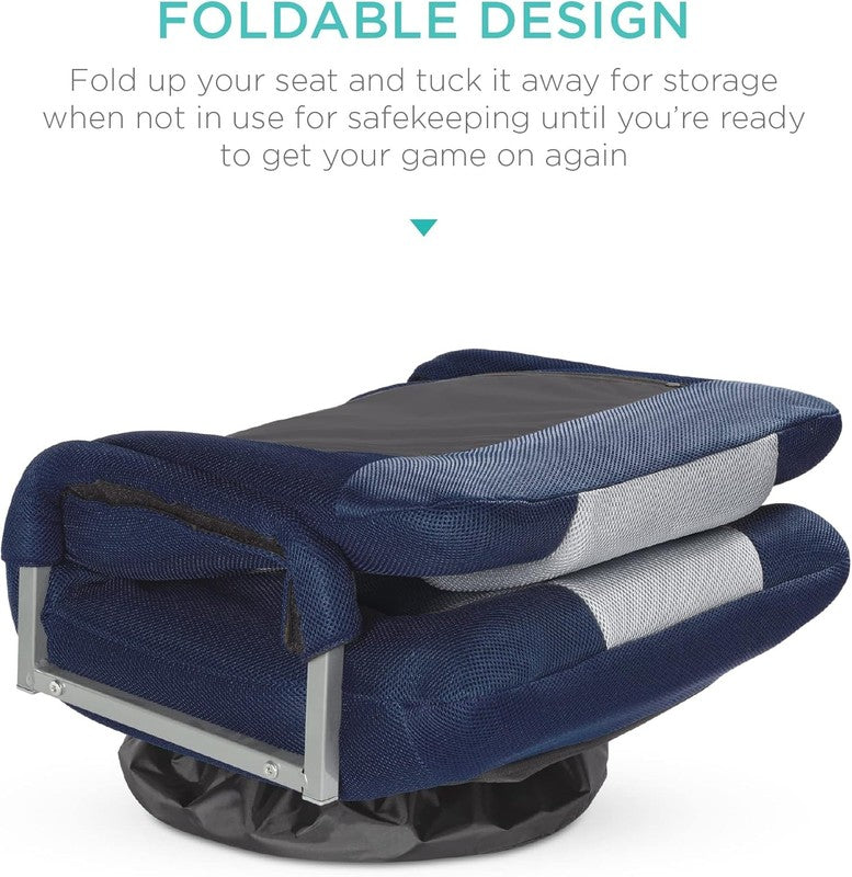 Gaming Floor Rocker Chair 360° Swivel, Lumbar Support, Blue/Gray5