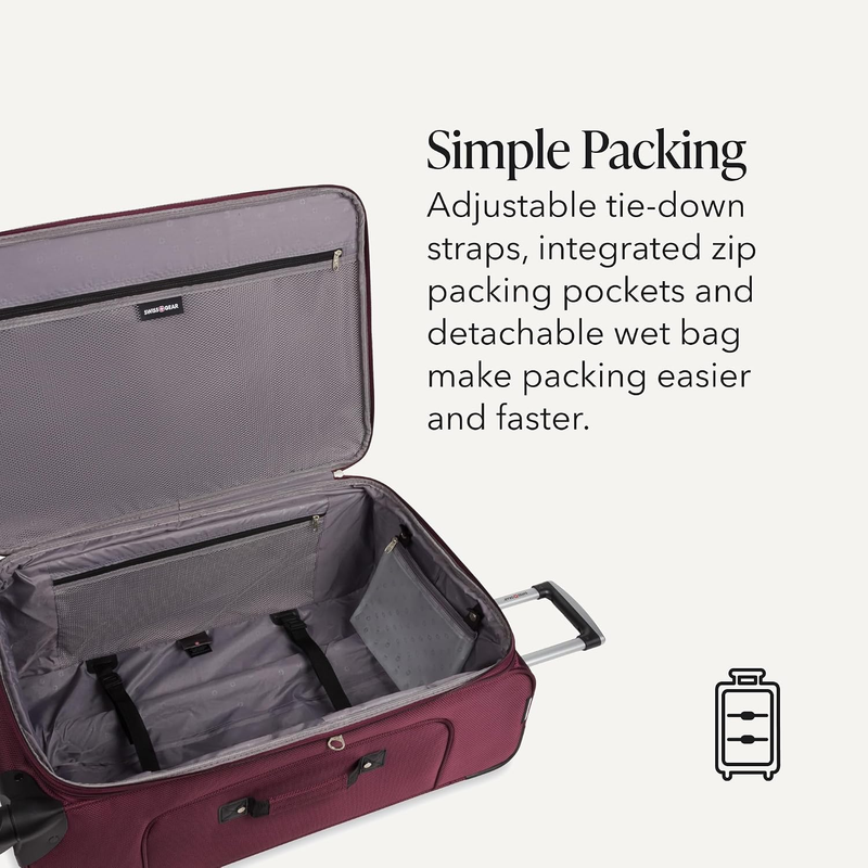 Large Softside Expandable Spinner Luggage Lightweight Travel Suitcase Merlot2