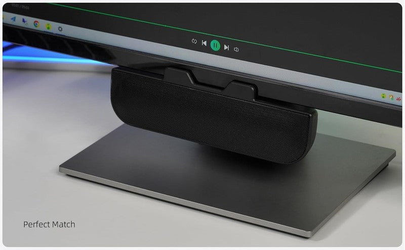 USB Computer Speaker for PC Monitor Loud Sound Bass Clamp with USB C Adapter6