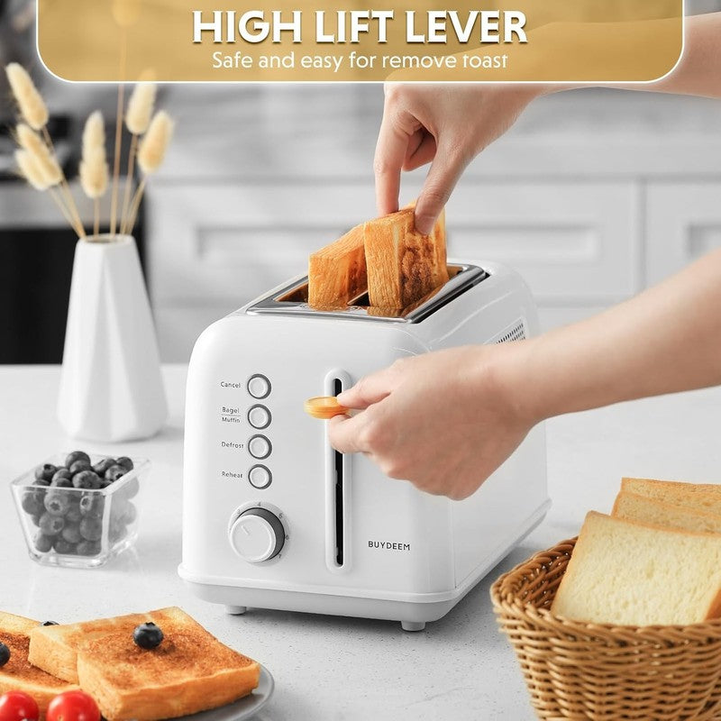 Retro 2 Slice Toaster Extra Wide Slots Stainless Steel 7 Shade Muffin White5