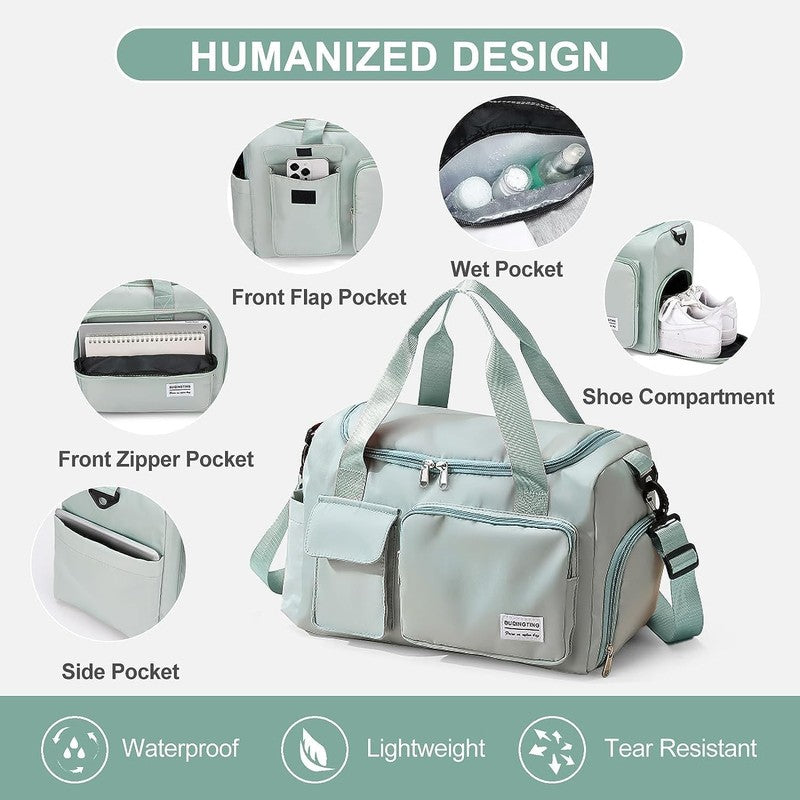 Women Gym Duffle Bag Travel Weekender Carry On w/ Shoe Compartment3