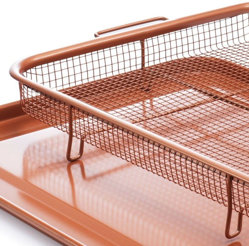 XXL Air Fryer Basket for Oven 2Pc Tray Pan 16.5x12.5 Dishwasher Safe Bake4