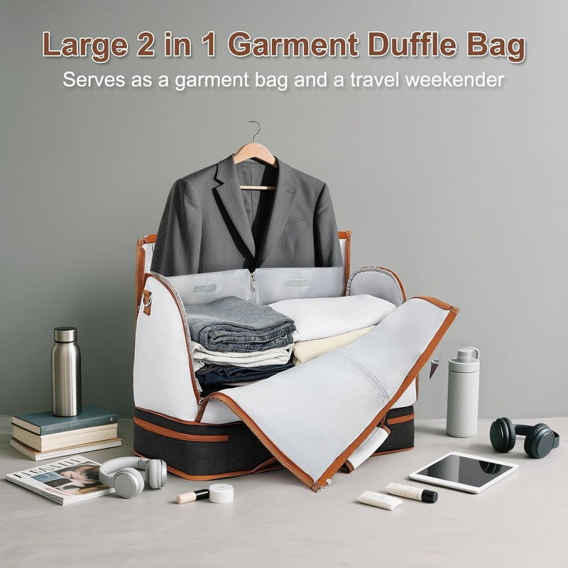 Garment Duffle Bag Travel Convertible Carry On Weekender w/ Shoe Compartment 3Pc7