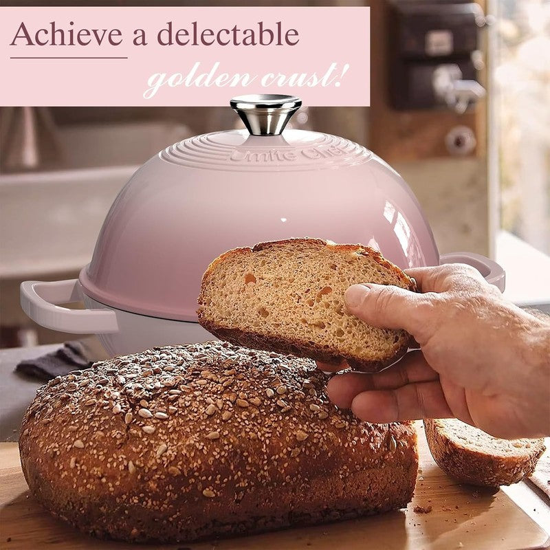 6QT Cast Iron Dutch Oven w/ Dome Lid Sourdough Baking Pink6
