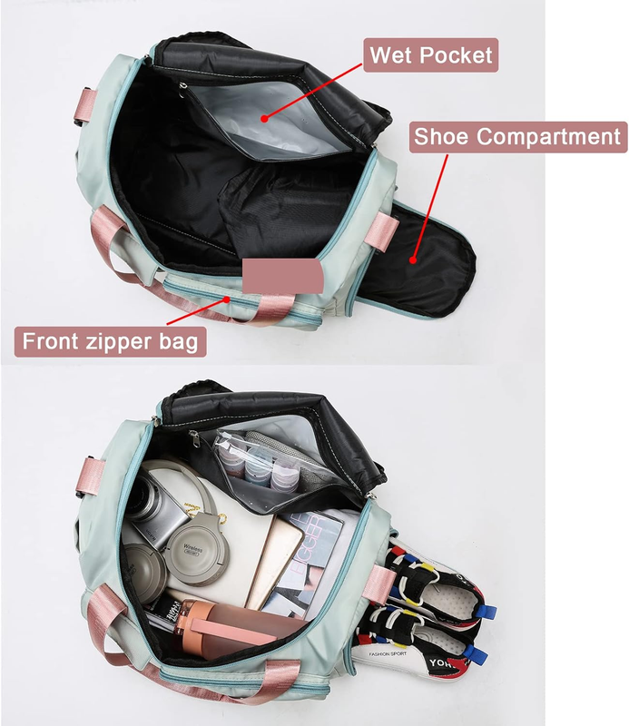 Women Gym Duffle Bag Travel Weekender Carry On w/ Shoe Compartment5
