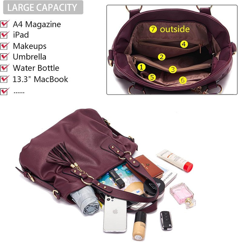 Women Fashion Handbag Set 4PCS Shoulder Bag Satchel Hobo Tote Purse5