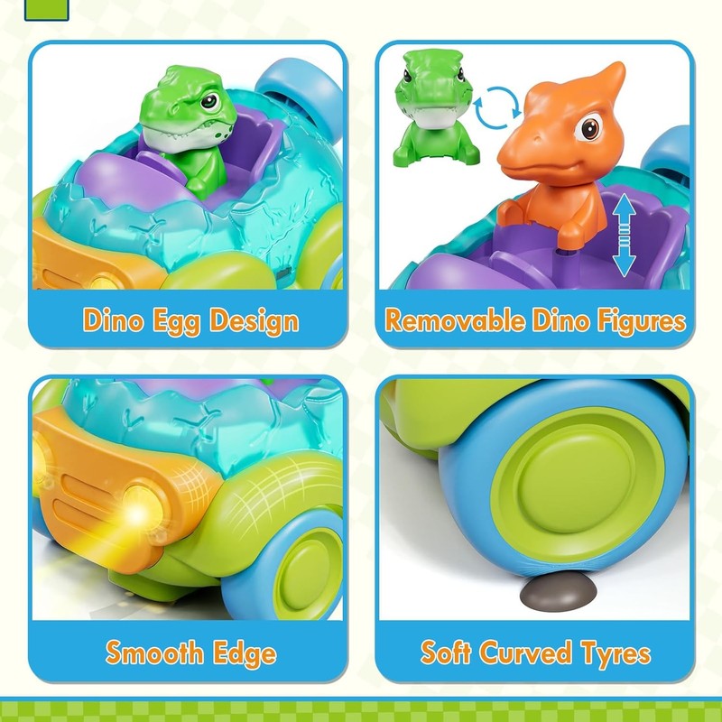 RC Dinosaur Car Toy for Toddlers – Rechargeable Remote Control Car with5