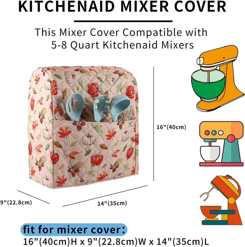 KitchenAid Stand Mixer Cover Maple Leaf Pumpkin Fall Decor 5 8 Qt1