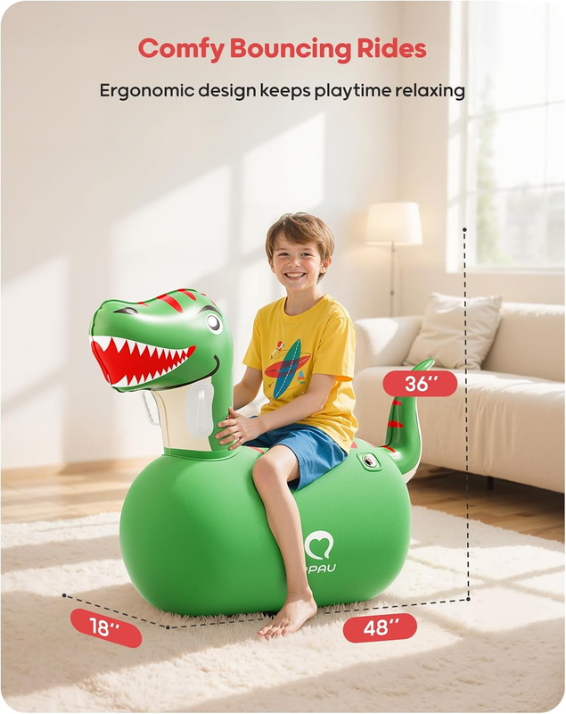 Inflatable Bouncy Dinosaur 2 Pack w/ Hand Pump Ride On Animal Toy 220lbs4