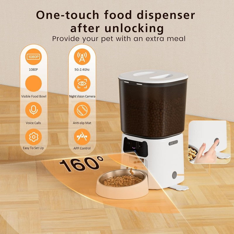 Automatic Cat Feeder with Camera, 4L Wifi Smart Pet Feeder with APP Control, 1081