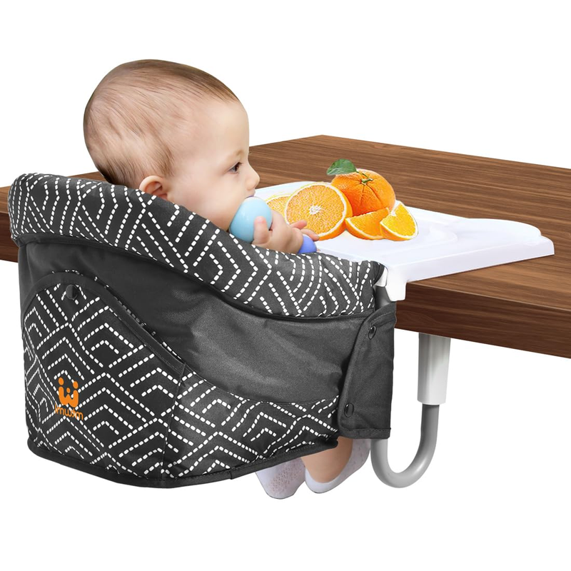 Hook on High Chair Portable Clip on Baby Feeding Seat Stripe Black0