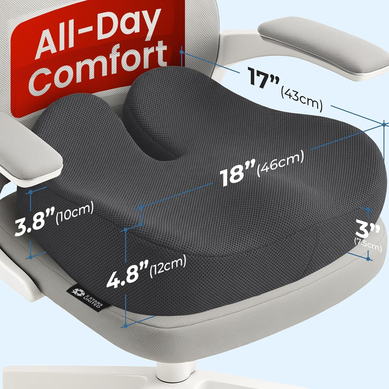 Memory Foam Seat Cushion Tailbone Pain Relief Coccyx Sciatica Gray1