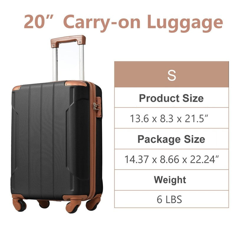 Carry on Luggage, Lightweight Durable ABS Suitcases with Double Wheels, Expandab4