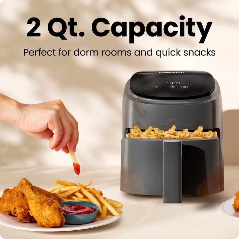 Grey 2 Qt Turbofry Digital Air Fryer Compact Quick Meal Dishwasher Safe4
