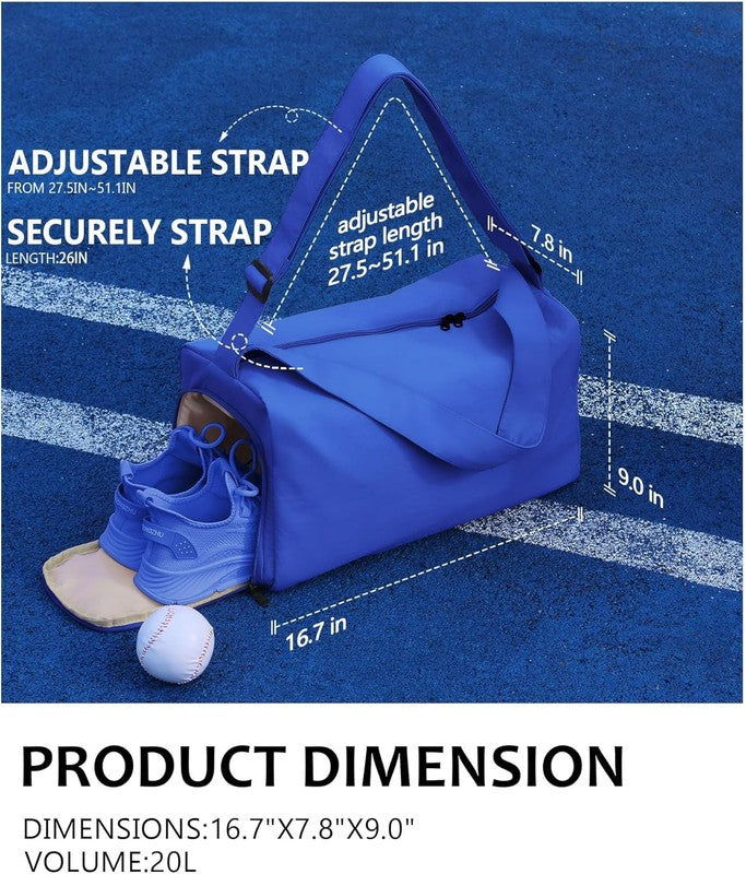 Small Gym Bag Shoes Compartment Duffle Travel Bag Wet Pocket Yoga Pilates Swim2