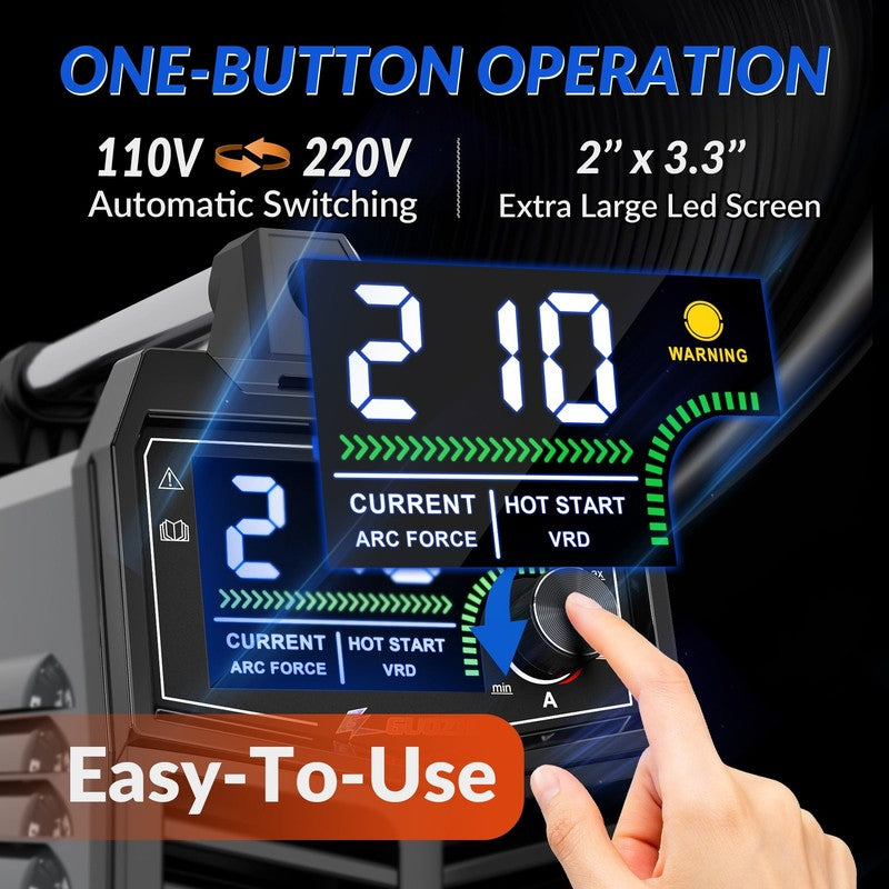 210A Stick Welder, Smart LED Welder Machine, 110V/220V High-Power ARC Welder Too1