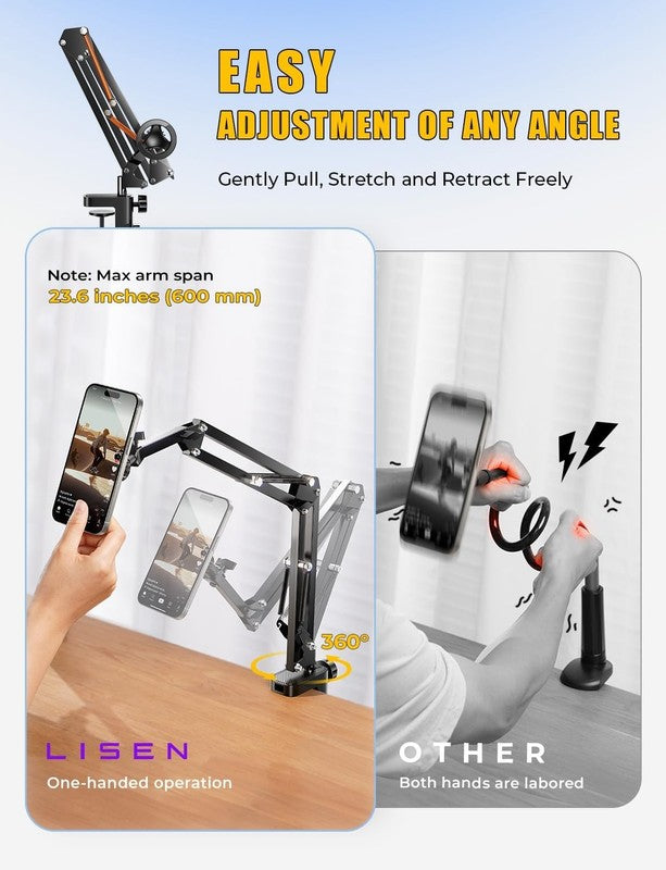 Adjustable Gooseneck Phone Holder for Bed & Desk   MagSafe Compatible Stand2