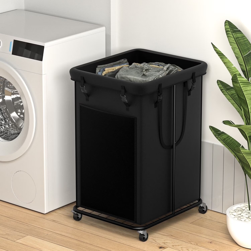 150L Large Laundry Hamper, Oxford Fabric w/ Wheels & Removable Bag – Black8