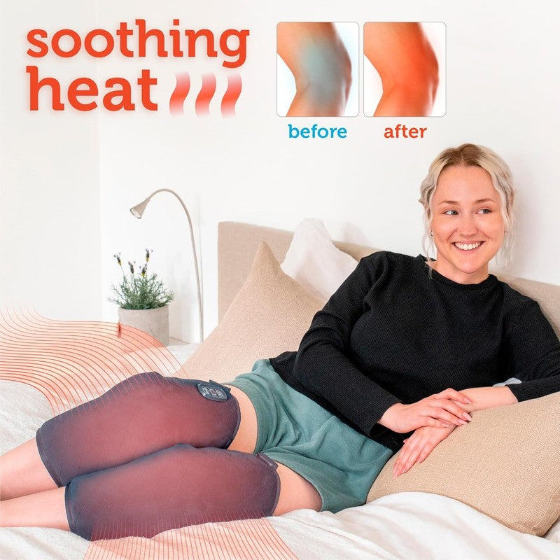 Heated Knee Massager w/ Vibration Heat Knee Wrap Pain Relief Greige2