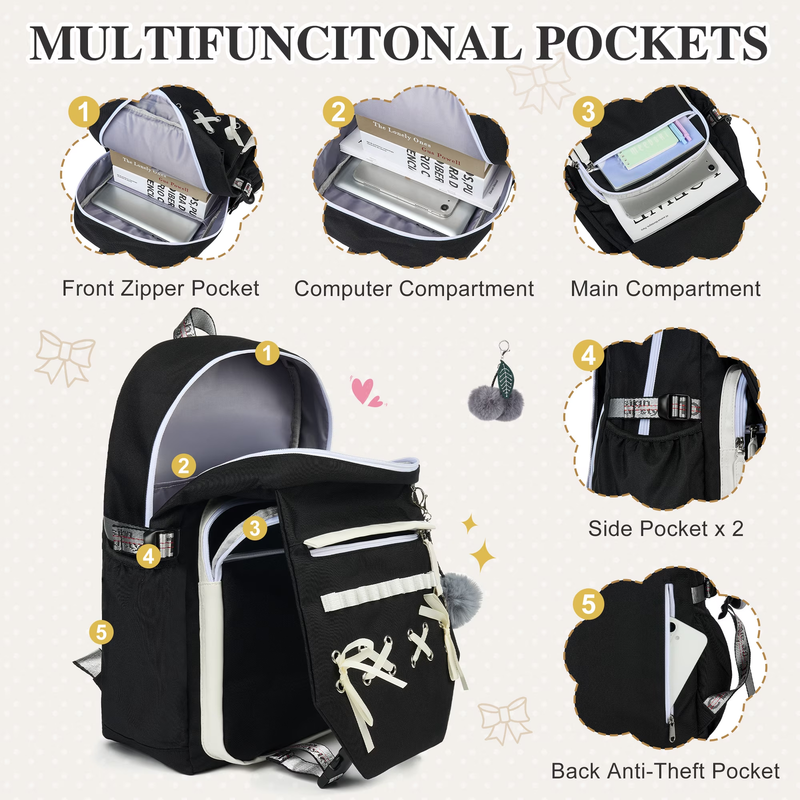 School Backpack for Teens Middle School Bookbag Students Lightweight Durable Cas2