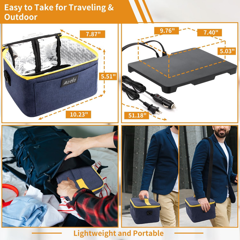 Portable Electric Lunch Box Food Warmer 12V/24V/110V Car Oven Navy Blue3