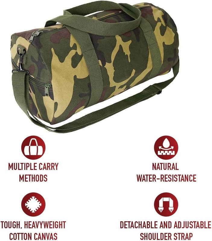 Heavy-Duty Canvas Shoulder Duffle Bag - Rugged Travel Gym Gear Equipment Bag7