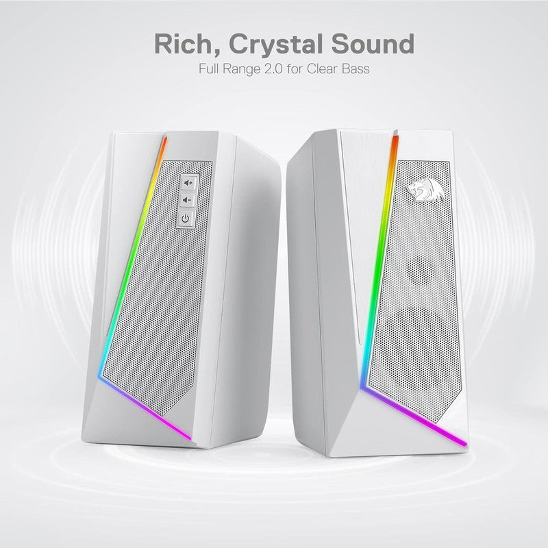 GS520 RGB Desktop Speakers 2.0 USB PC Stereo LED 6 Modes 3.5mm White2