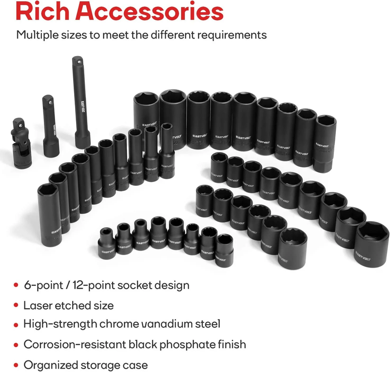 46 Pc Mechanic Tool Kit Socket Set w/ 72T Reversible Ratchet Metric & SAE4