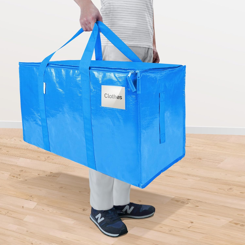 6 Pack Extra Large Heavy Duty Moving Bags Zipper Storage Totes Sky Blue1