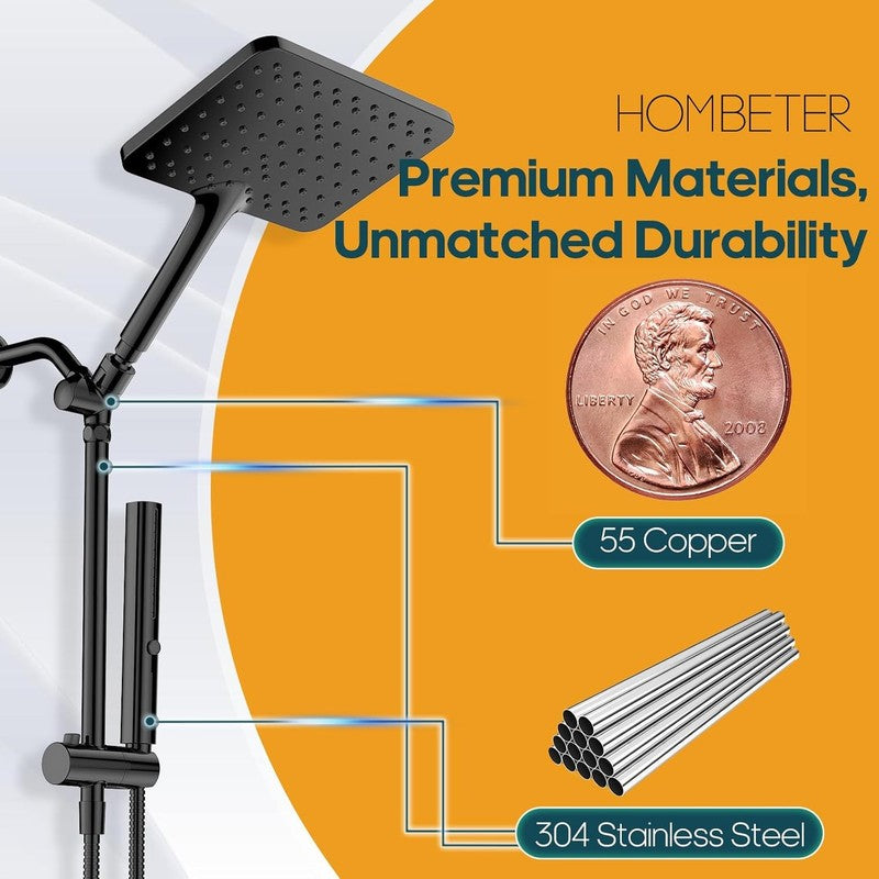 10" High Pressure Rain Shower Head w Handheld Dual 2-in-1 Matte Black1