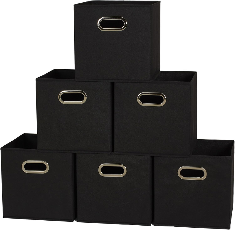 80 1 Foldable Fabric Storage Bins | Set of 6 Cubby Cubes with Handles | Black8