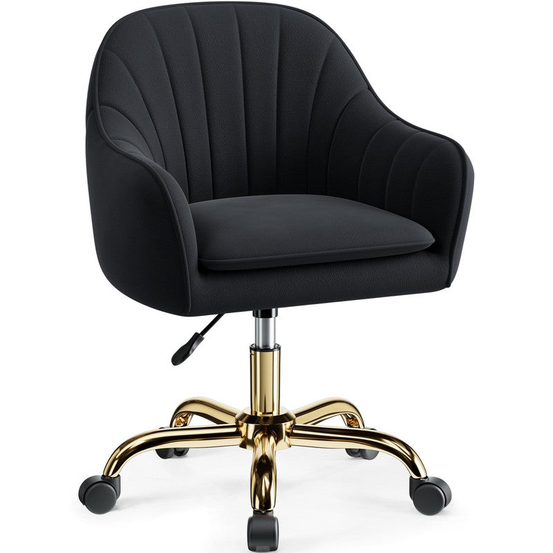 Office Desk Chair with Padded, Velvet Vanity Chair with Back and Wheels, Comfy H7