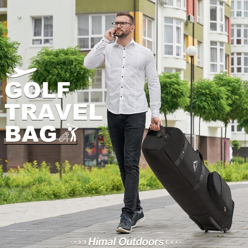 Golf Travel Bag Heavy Duty 600D Polyester Soft Sided w Wheels Universal Size6