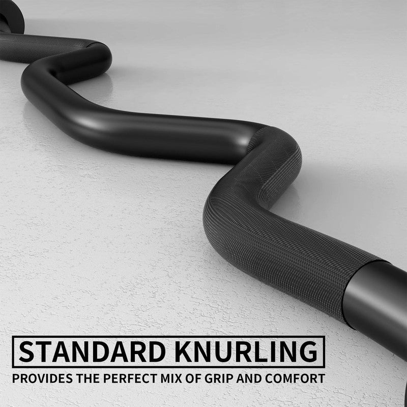 48" EZ Curl Barbell   Chrome Weightlifting Bar, 440lb Capacity, Black Finish4