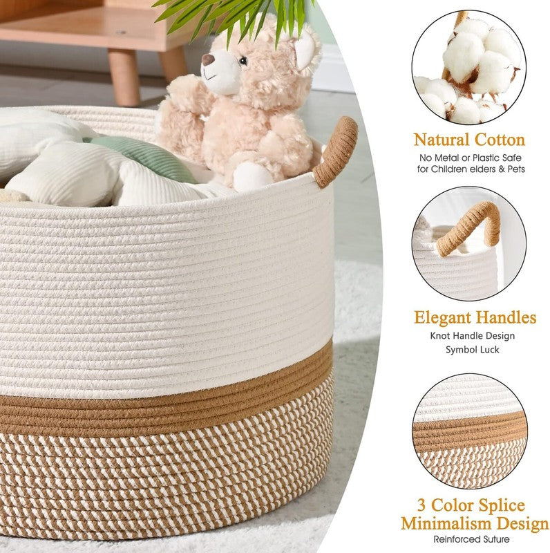 Large Blanket Basket (20"X13"),Woven Baskets for Storage Baby Laundry Hamper5