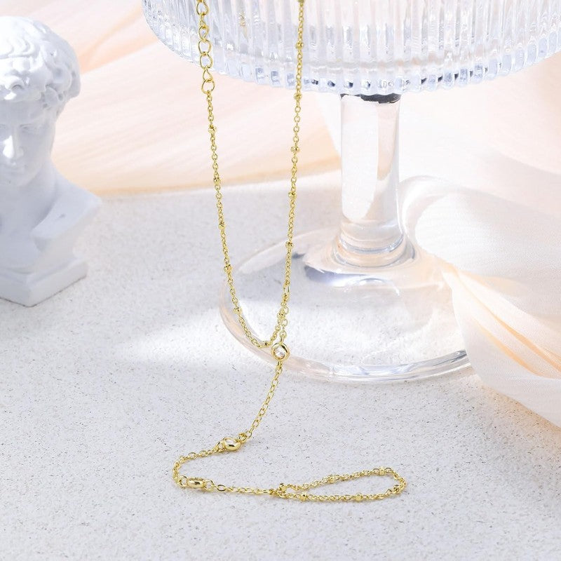 14K Gold/Silver Plated Dainty Hand Chain Bracelet Adjustable Cuff Bangle Gift5