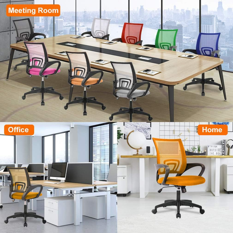 Ergonomic Office Chair Red Mid-Back Swivel Desk Chair Adjustable Height8